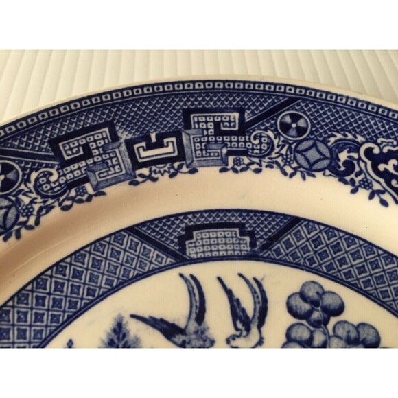 Homer Laughlin Blue Willow USA Flow Blue Dinner Plate Vintage Oriental C58N8 Vtg - Picture 7 of 12